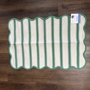 Mainstays Becky G & Alejandra Green White Stripe Scallop Layering Rug 24" x 36"‎